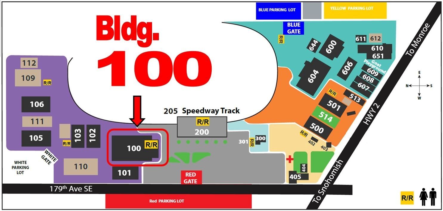 Map showing location of Arena (Building 100)