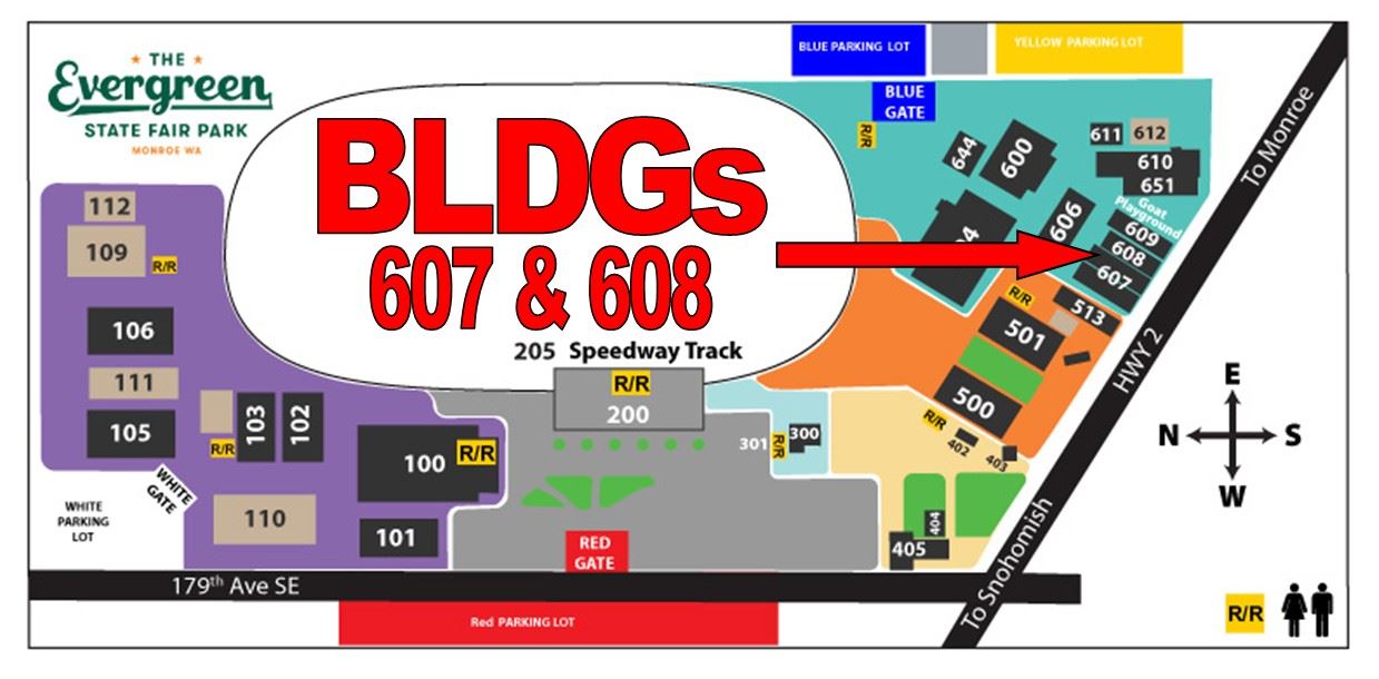 Map showing location of buildings 607 and 608