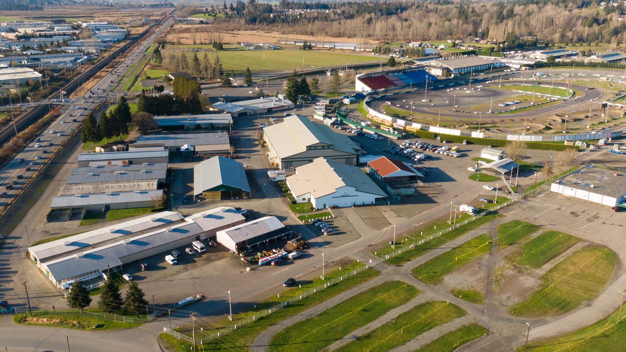 Aerial view of fairgrounds 